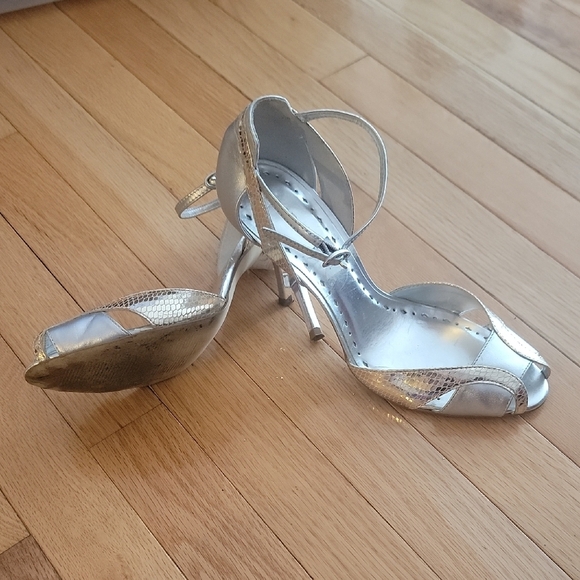 BCBGeneration Silver Heels with Ankle Strap - Picture 2 of 8